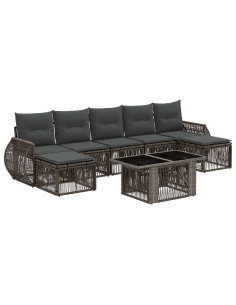 Set Divano da Giardino 8 pz Grigio e Grigio Scuro polyrattan 2