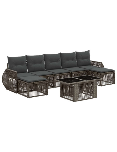 Set Divano da Giardino 8 pz Grigio e Grigio Scuro polyrattan
