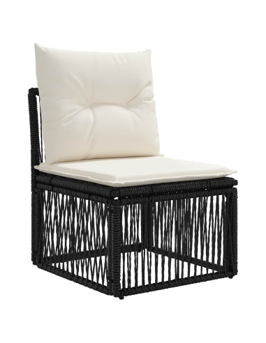 Set Divano da Giardino 6 pz Nero e Bianco Crema polyrattan