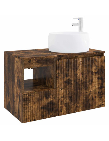 Set di mobili per il bagno 2 pz Rovere Fumo