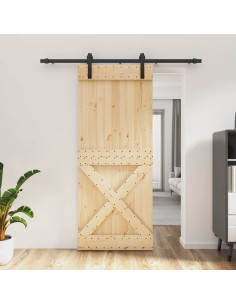 Porta scorrevole Naturale e Nero 85 x 210 cm