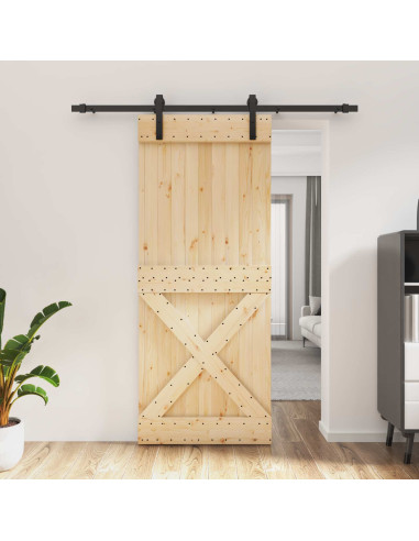Porta scorrevole Naturale e Nero 85 x 210 cm