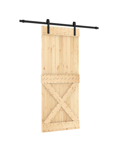 Porta scorrevole Naturale e Nero 85 x 210 cm
