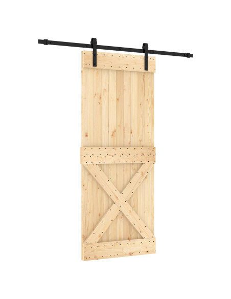 Porta scorrevole Naturale e Nero 85 x 210 cm