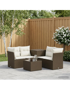 Set di divani 6 pz Marrone e Bianco Crema