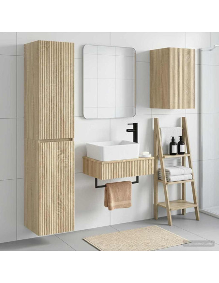 Set di mobili per il bagno 3 pz Rovere Sonoma