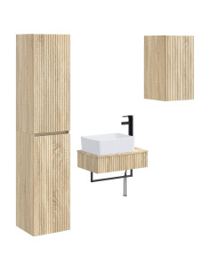 Set di mobili per il bagno 3 pz Rovere Sonoma 2