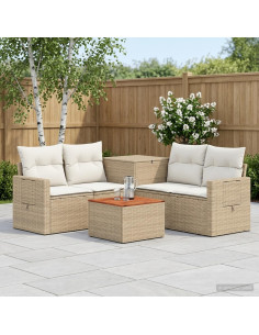 Set di divani 6 pz Beige e Bianco Crema