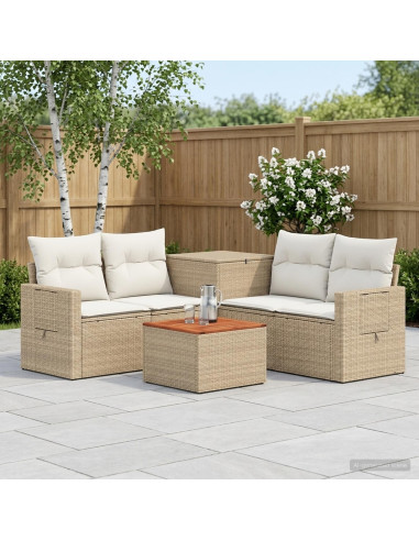 Set di divani 6 pz Beige e Bianco Crema