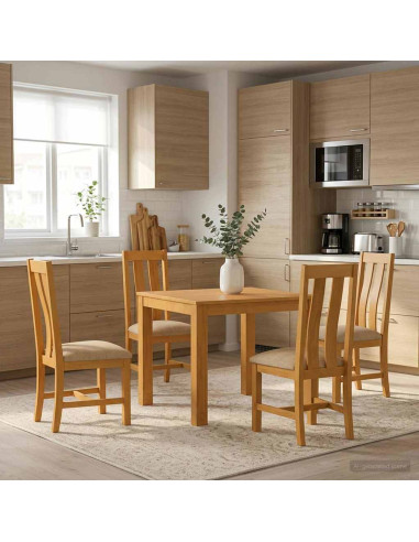 Set da pranzo 5 pz Beige Legno di Quercia Massello