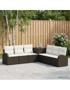 Set di divani 7 pz Nero e Bianco Crema