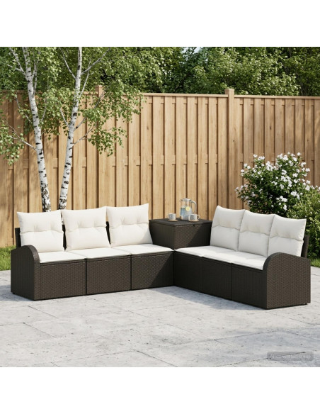 Set di divani 7 pz Nero e Bianco Crema