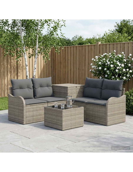 Set di divani 6 pz Grigio e Grigio Scuro