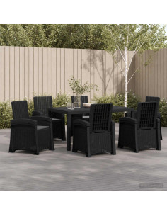 Set da Pranzo per Giardino 7 pz Antracite PP