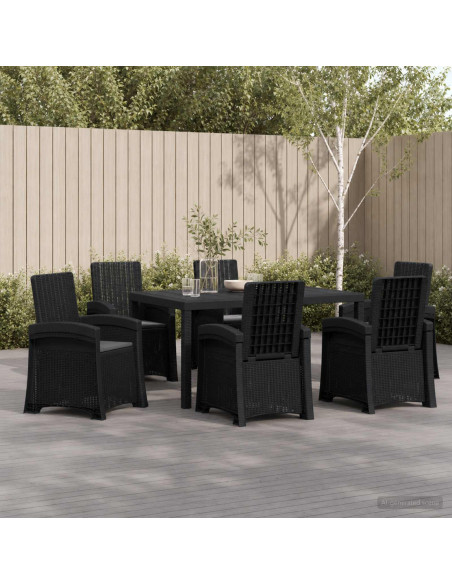 Set da Pranzo per Giardino 7 pz Antracite PP
