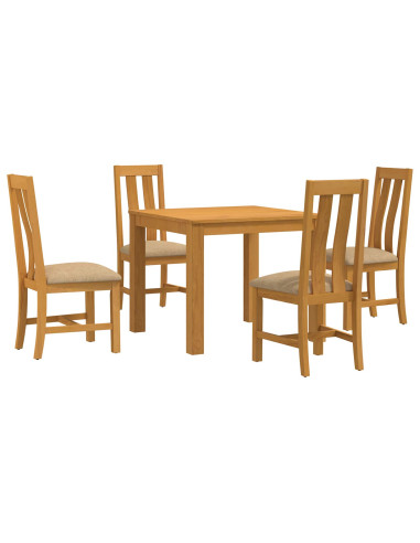 Set da pranzo 5 pz Beige Legno di Quercia Massello