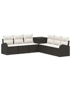 Set di divani 7 pz Nero e Bianco Crema 2