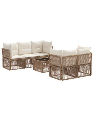 Set Divano da Giardino 6 pz Beige polyrattan