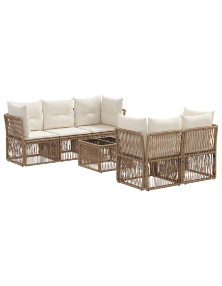 Set Divano da Giardino 6 pz Beige polyrattan