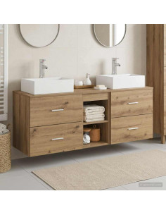 Set di Armadi da Bagno 3 pz Rovere Artigianale