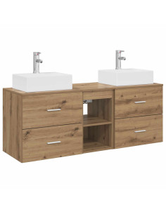 Set di Armadi da Bagno 3 pz Rovere Artigianale 2