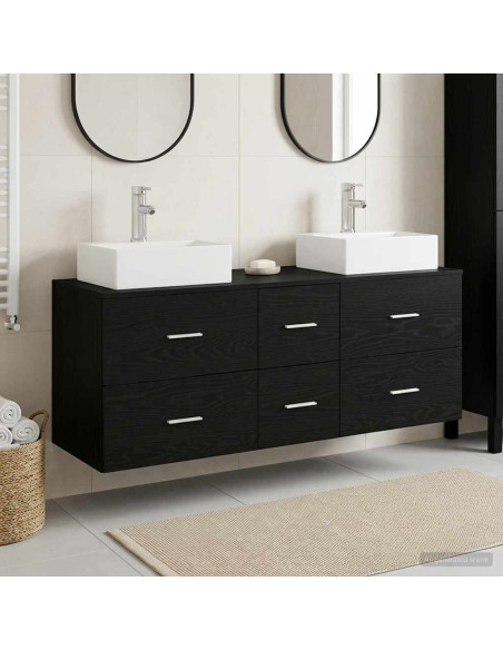 Set di Armadi da Bagno 3 pz Nero 49,5 x 41 x 62,5 cm