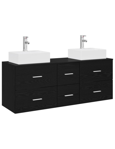 Set di Armadi da Bagno 3 pz Nero 49,5 x 41 x 62,5 cm