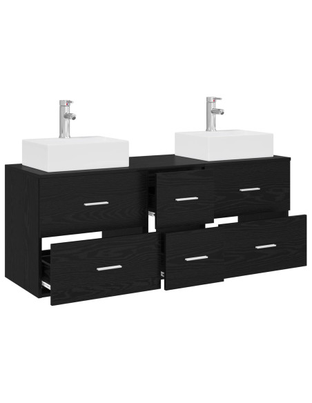Set di Armadi da Bagno 3 pz Nero 49,5 x 41 x 62,5 cm