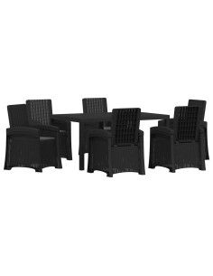Set da Pranzo per Giardino 7 pz Antracite PP 2