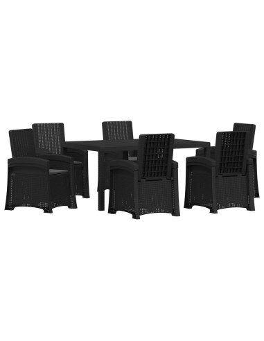 Set da Pranzo per Giardino 7 pz Antracite PP