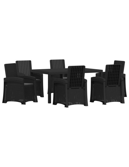 Set da Pranzo per Giardino 7 pz Antracite PP
