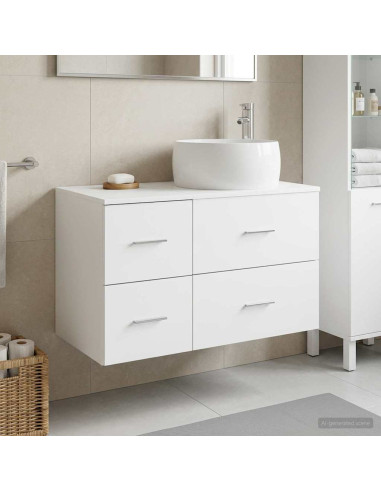 Set di mobili per il bagno 2 pz Bianco Legno ingegnerizzato