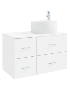 Set di mobili per il bagno 2 pz Bianco Legno ingegnerizzato 2