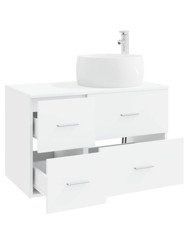 Set di mobili per il bagno 2 pz Bianco Legno ingegnerizzato
