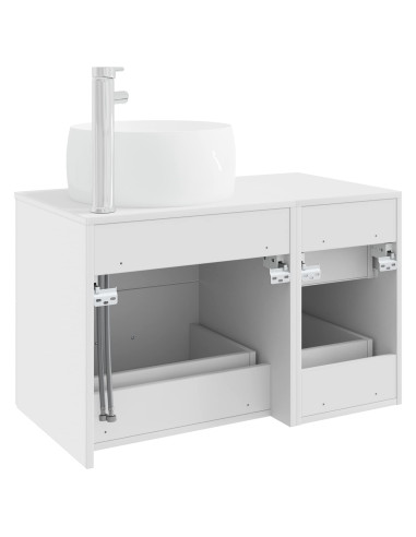 Set di mobili per il bagno 2 pz Bianco Legno ingegnerizzato