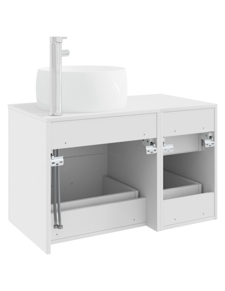 Set di mobili per il bagno 2 pz Bianco Legno ingegnerizzato