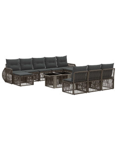 Set Divano da Giardino 11 pz Grigio e Grigio Scuro polyrattan 2