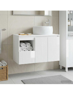 Set di mobili per il bagno 2 pz Bianco Lucido