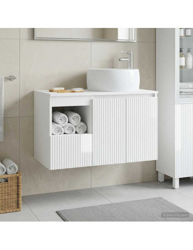 Set di mobili per il bagno 2 pz Bianco Lucido