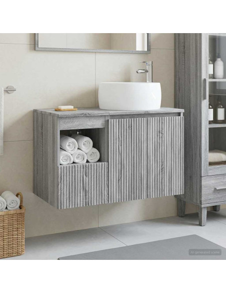 Set di mobili per il bagno 2 pz Sonoma grigio