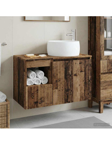 Set di mobili per il bagno 2 pz Legno antico
