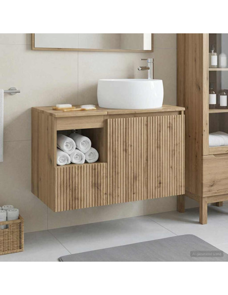 Set di mobili per il bagno 2 pz Rovere Artigianale