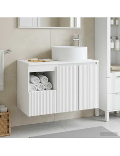 Set di mobili per il bagno 2 pz Bianco Legno ingegnerizzato