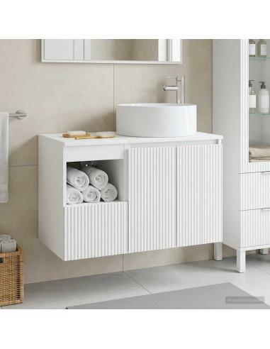 Set di mobili per il bagno 2 pz Bianco Legno ingegnerizzato