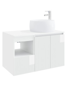 Set di mobili per il bagno 2 pz Bianco Lucido 2