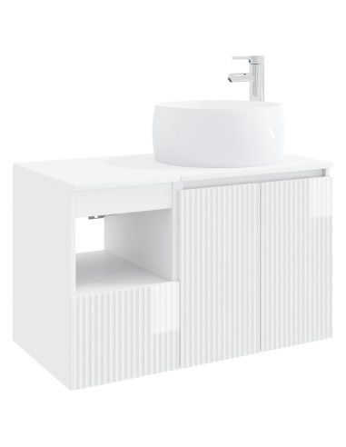 Set di mobili per il bagno 2 pz Bianco Lucido