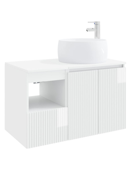 Set di mobili per il bagno 2 pz Bianco Lucido
