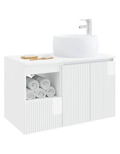 Set di mobili per il bagno 2 pz Bianco Lucido