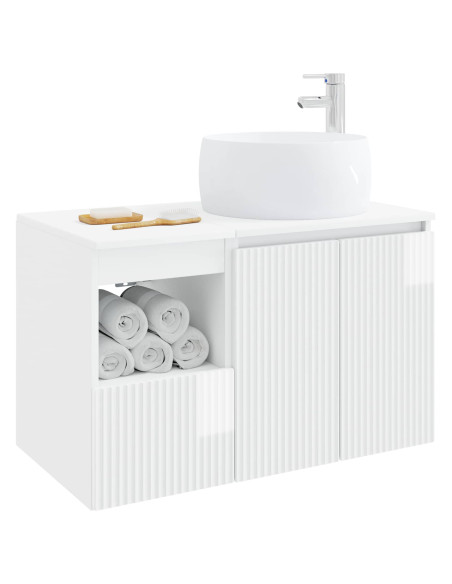 Set di mobili per il bagno 2 pz Bianco Lucido