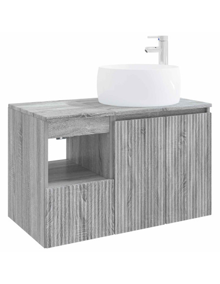 Set di mobili per il bagno 2 pz Sonoma grigio